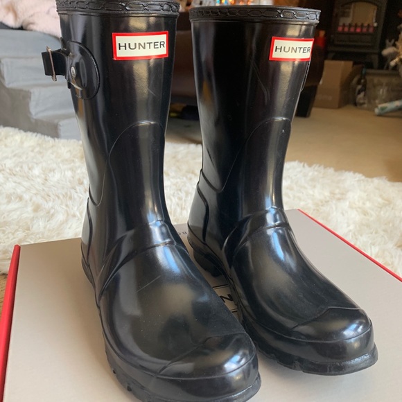 Hunter Shoes - Short Black Gloss Hunter Rain Boots